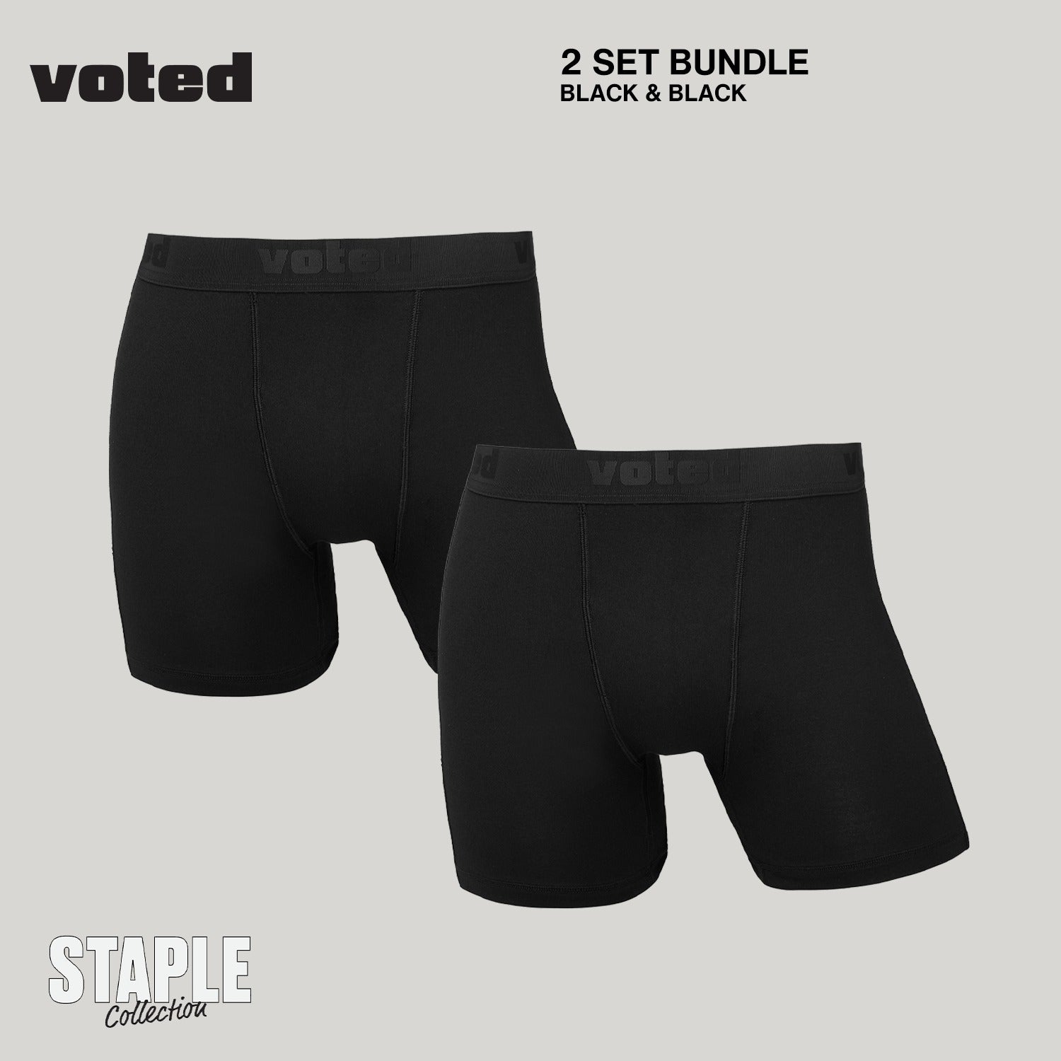 VOTED STAPLE BOXER BRIEF BUNDLING - BLACK