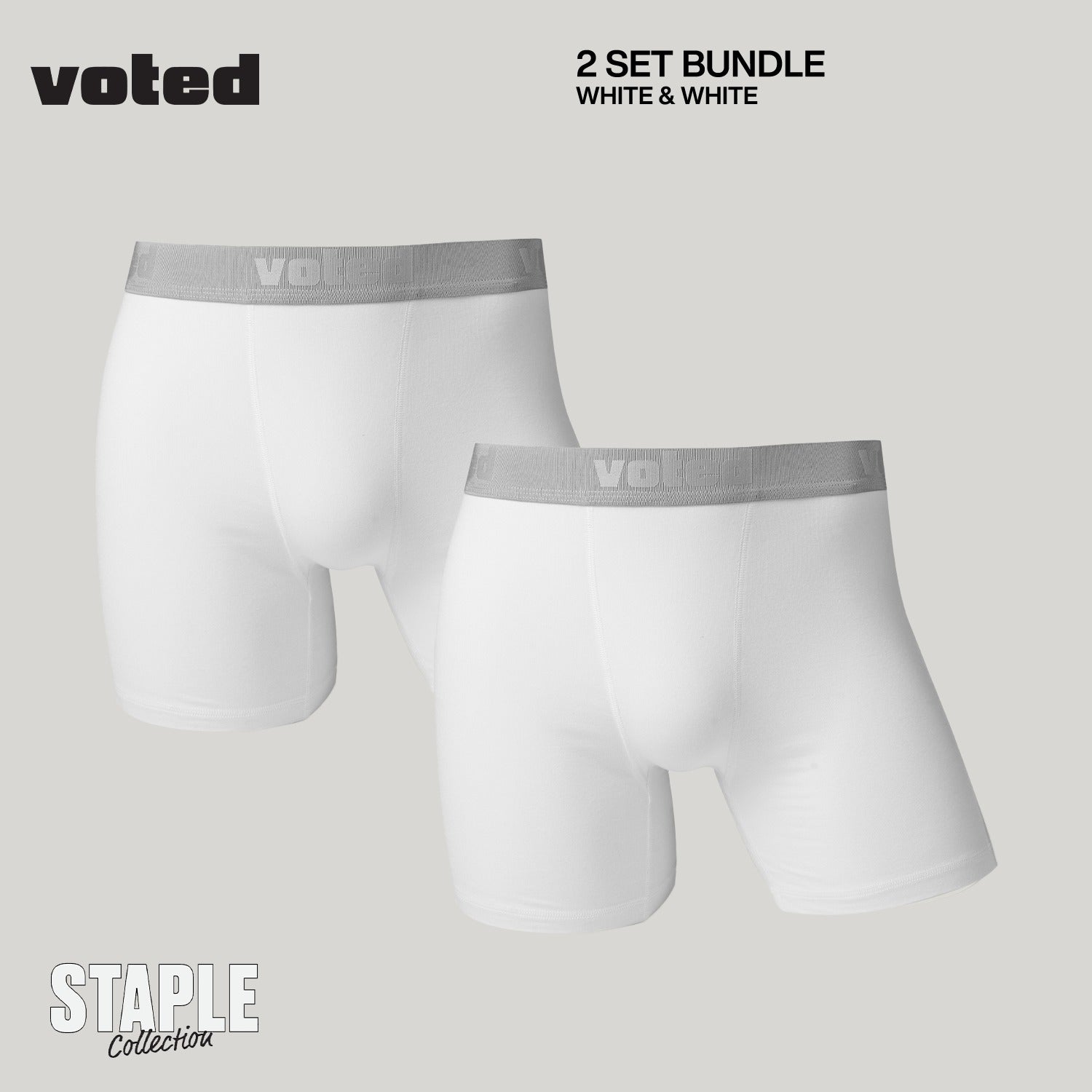 VOTED STAPLE BOXER BRIEF BUNDLING - WHITE